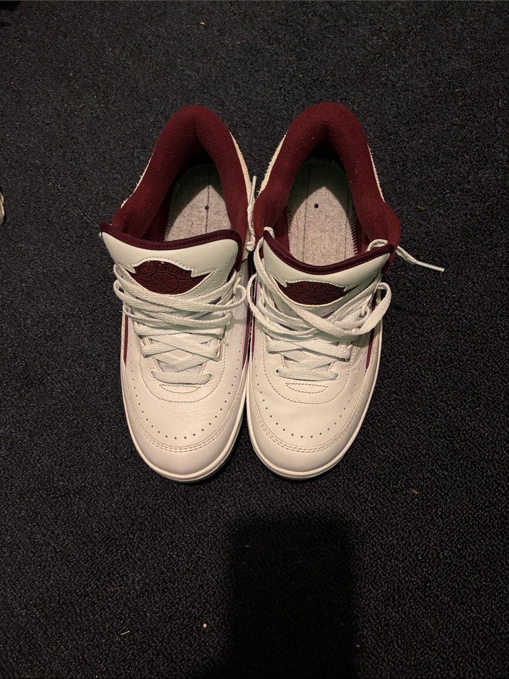 Mens White and Burgundy Sneakers - Comfortable Everyday Shoes
